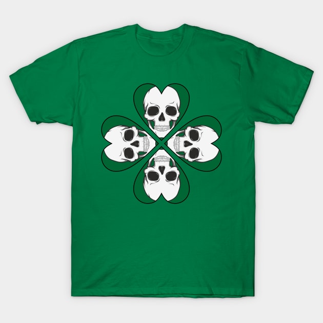 Skull four leaf heart clover birthday gift shirt 1 T-Shirt by KAOZ